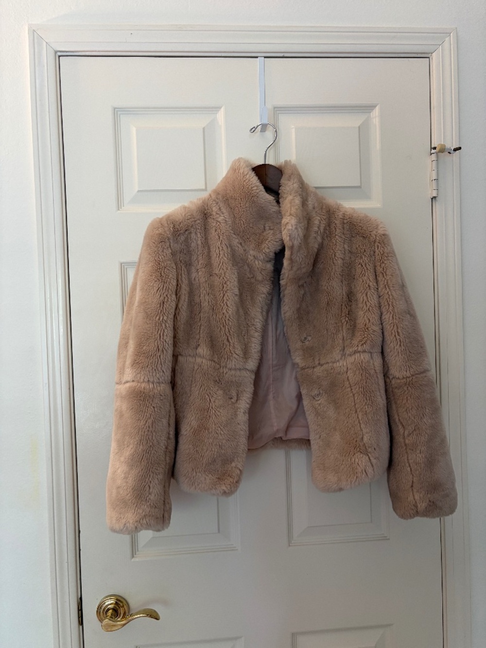 Anne Coquine Japanese pink Faux Fur Cropped Jacket Coat Japanese M (US XS-S)
